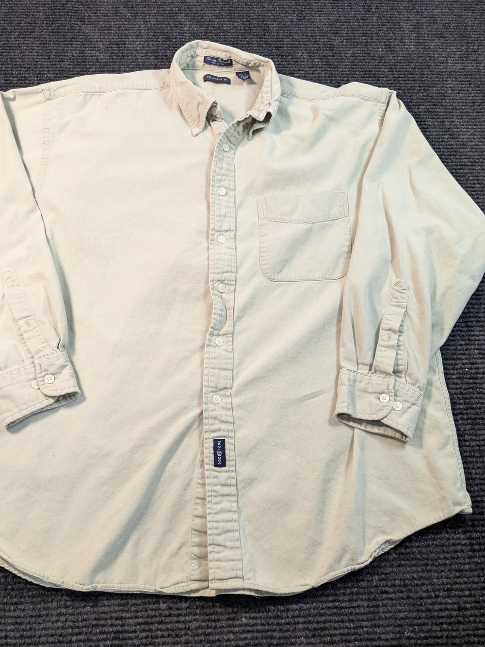 Casual Men's Button-Down Shirt in Light Cream